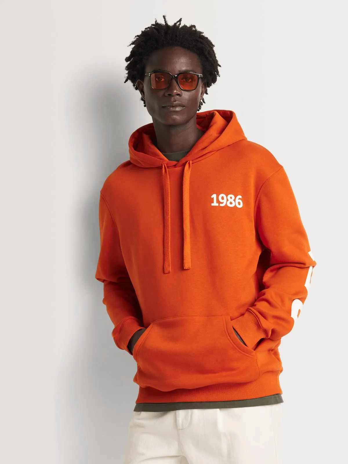 Relay Jeans Men's Bold Panel Orange Graphic Hoodie