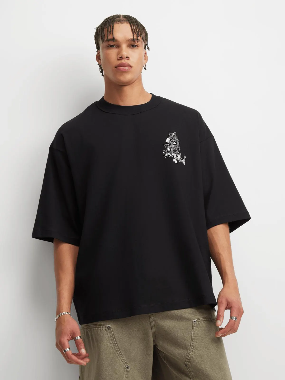 Redbat Men's Black Oversized T-Shirt