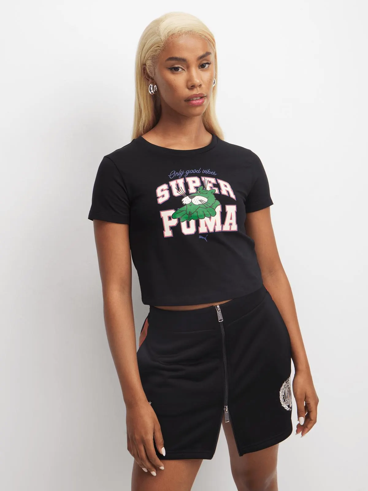 Puma Women's Super Puma Graphic Black Baby T-Shirt
