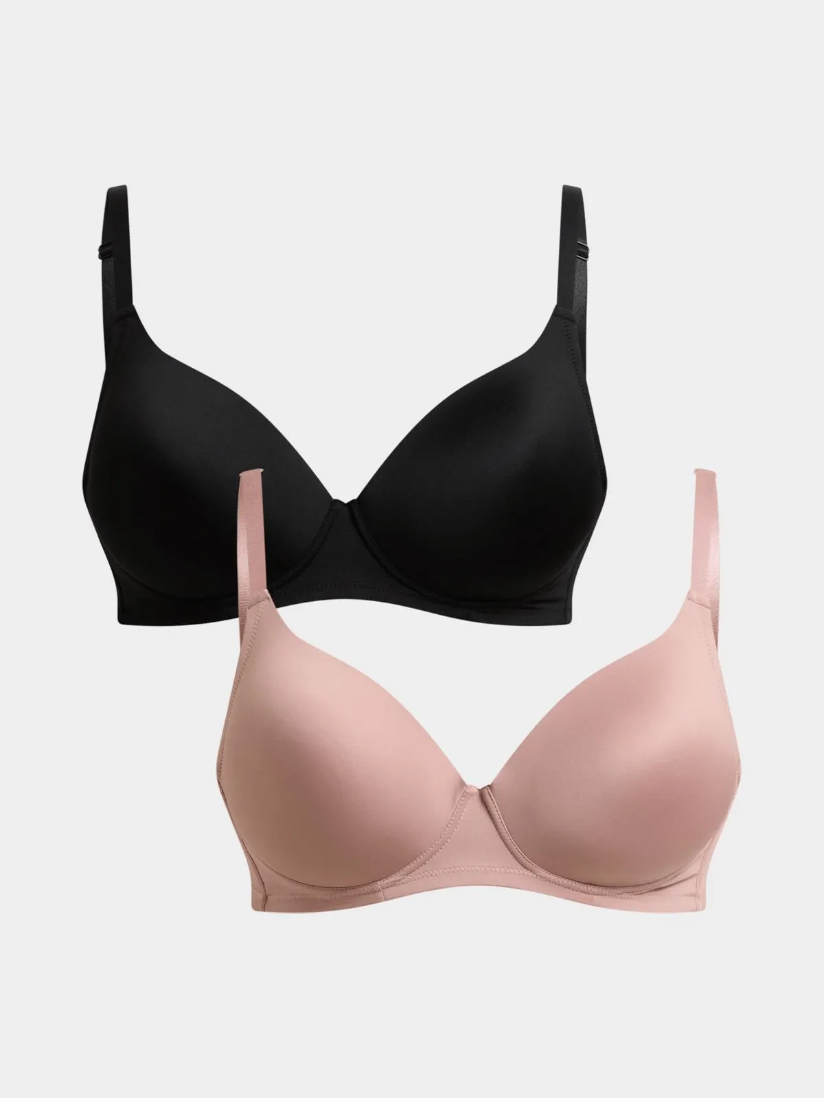 Jet Women’s 2 Pack Rose Blush Black T Shirt Bra