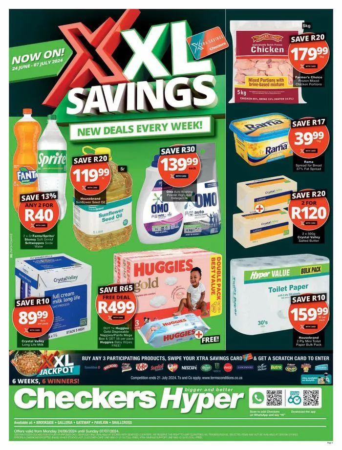 Checkers XXL Savings from 24 June to 7 July 2024 - Catalogue Page 1