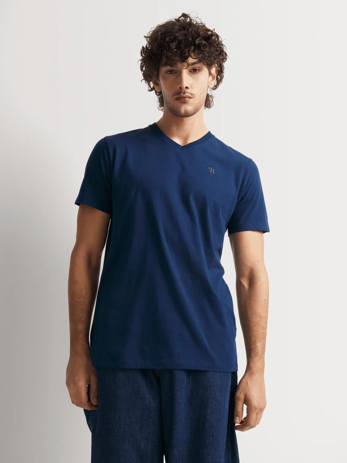Relay Jeans Men's Regular Fit V-Neck Navy T-Shirt