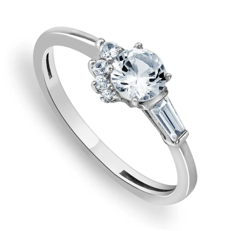 Sterling Silver Diamond Women’s Round Scatter Ring