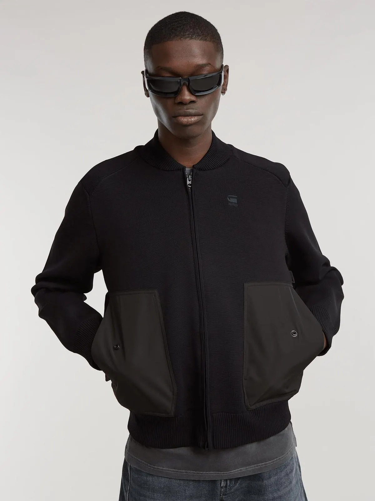 G-Star Men's Engineered Mix Knitted Black Bomber