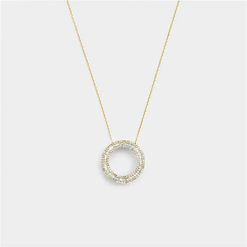 Yellow Gold 0.50ct Diamond Women’s Channel Circle Pendant