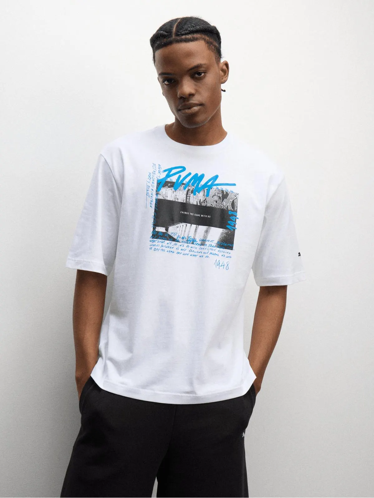 Puma Men's Change The Game Boxy White T-Shirt