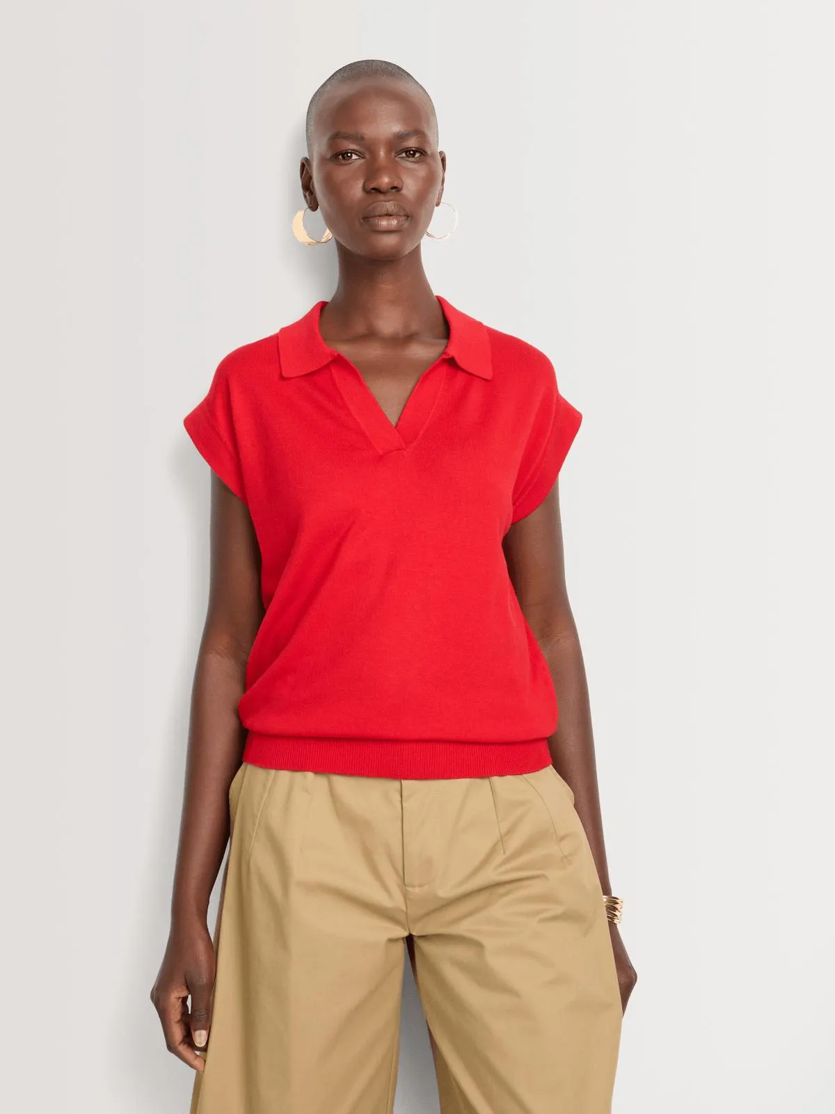 Johnny Collar Extended Shoulder Top