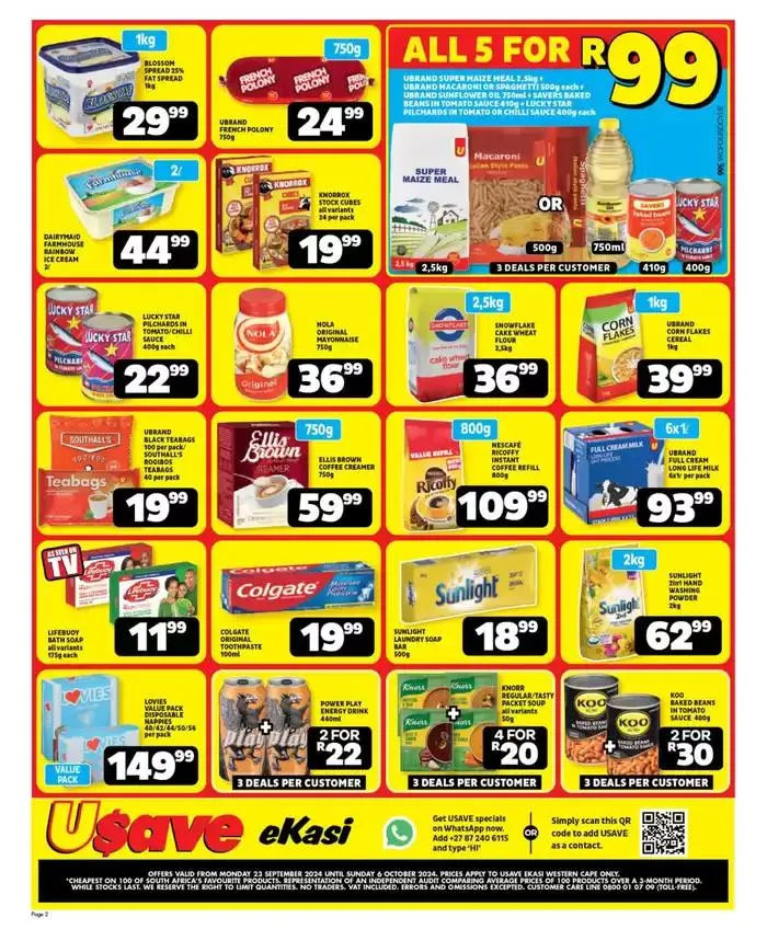 Usave weekly specials from 24 September to 6 October 2024 - Catalogue Page 2