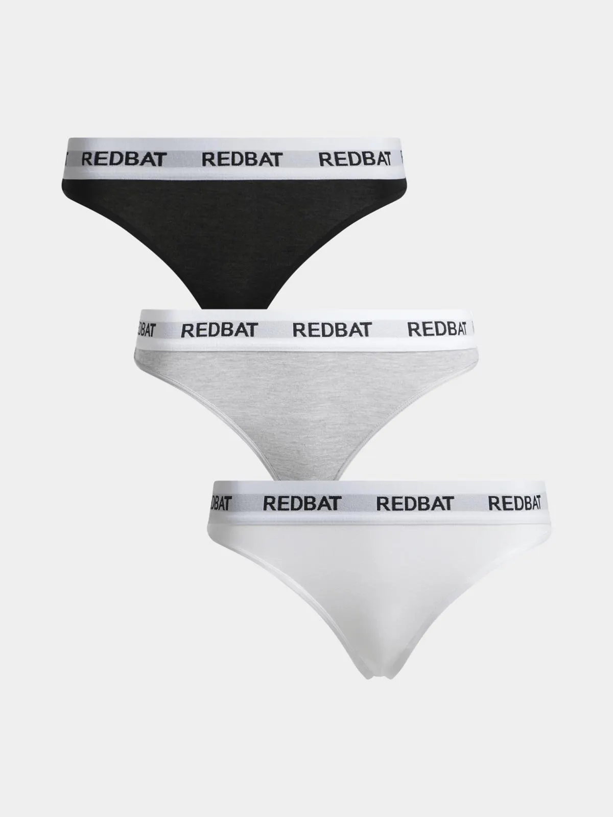 Redbat Women's 3 Pack Grey/Black/White G-Strings