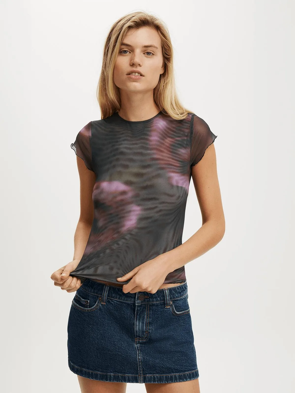 Women's Cotton On Multi Ashley Mesh Short Sleeve Top