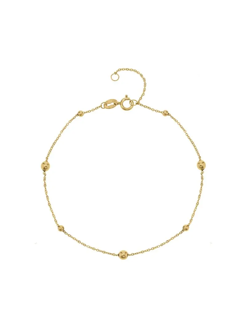 Yellow Gold Women's Beaded Station Bracelet