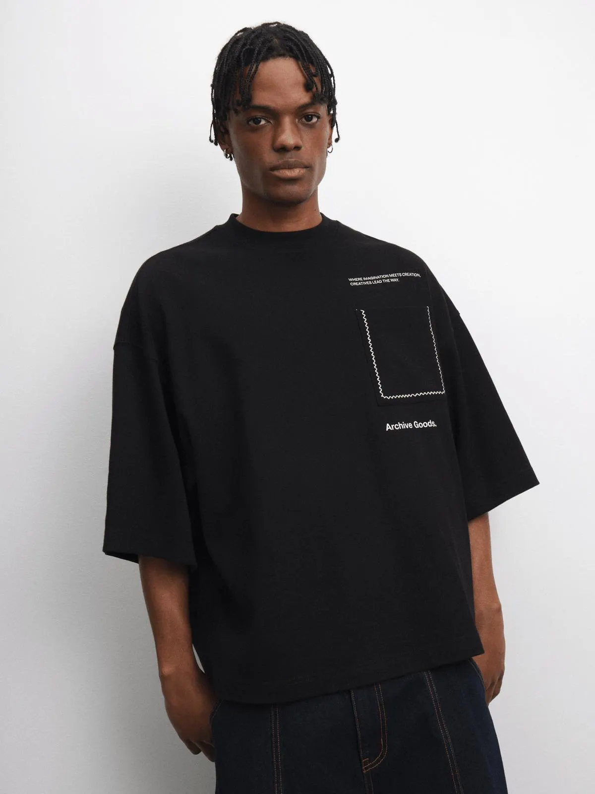 Archive Men's Interlock Boxy Crop Black T-shirt