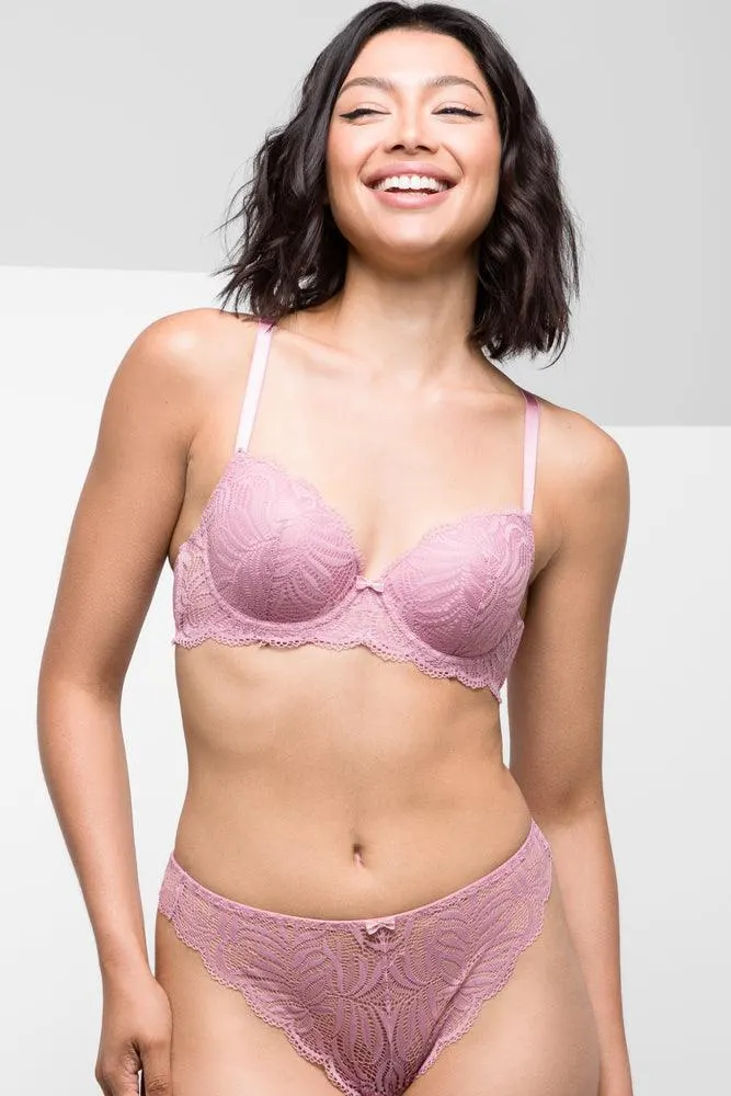 Lace Balconette Bra Pink