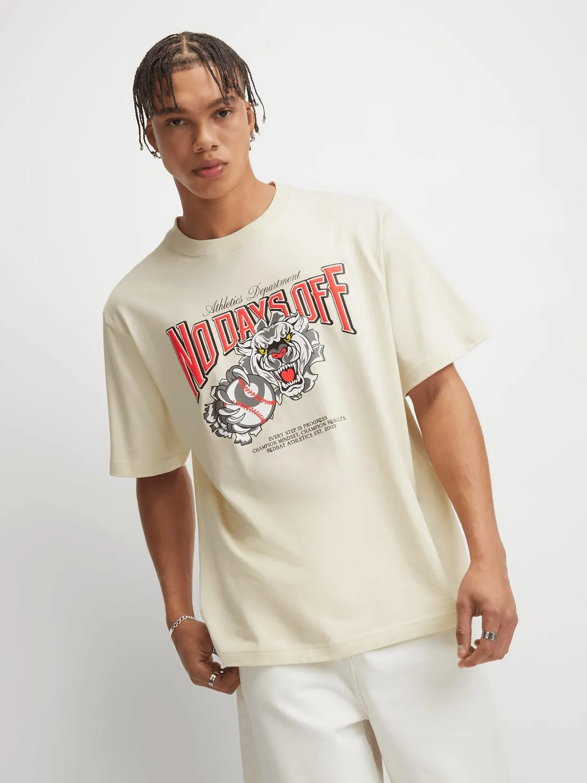 Redbat Athletics Men's Ecru Relaxed T-Shirt