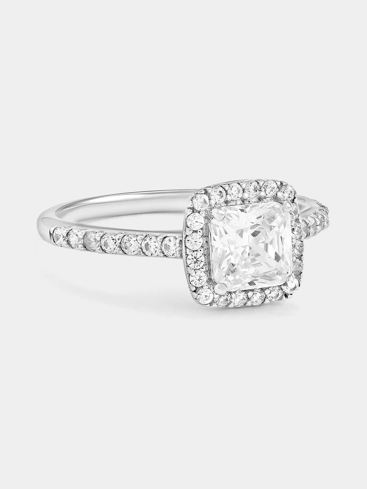 Cheté Sterling Silver Cubic Zirconia Cushion Halo Ring
