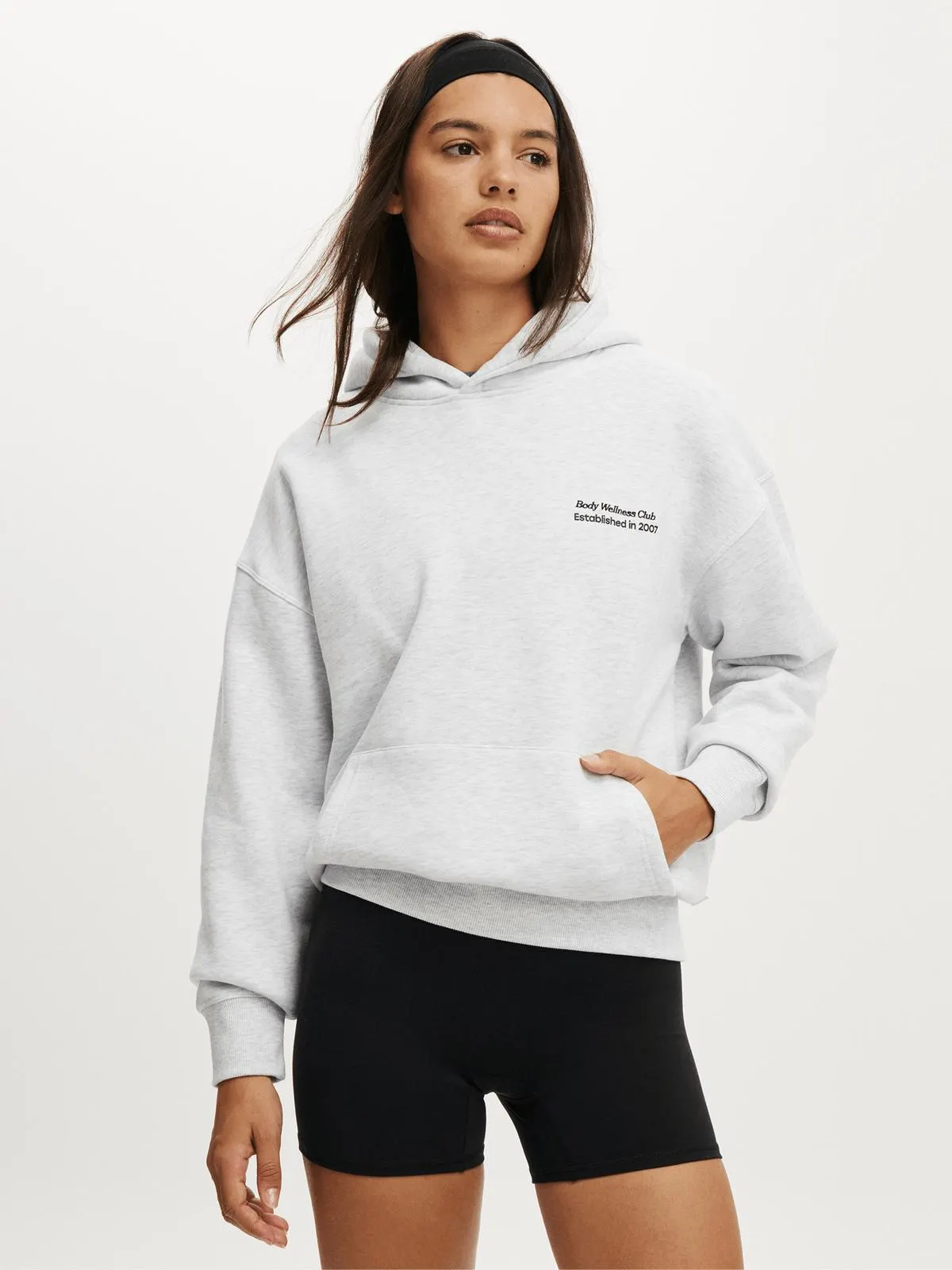 Cotton On Women's Grey Active Plush Premium Graphic Hoodie
