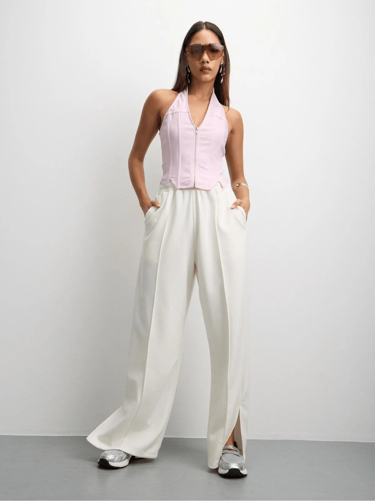 The FIX Women's Milk Scuba Wide Leg Pants