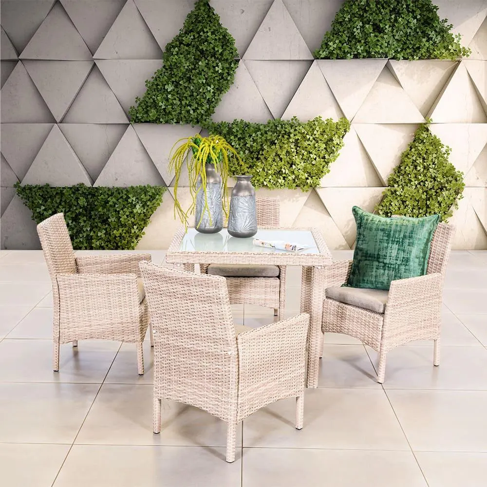 Rose 4-Seater Dining Set Beige