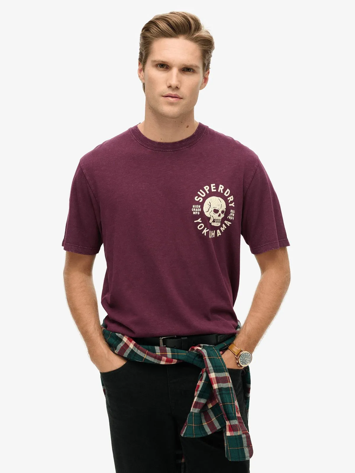 Men's Superdry Purple Lo-Fi Biker Graphic Loose T-Shirt