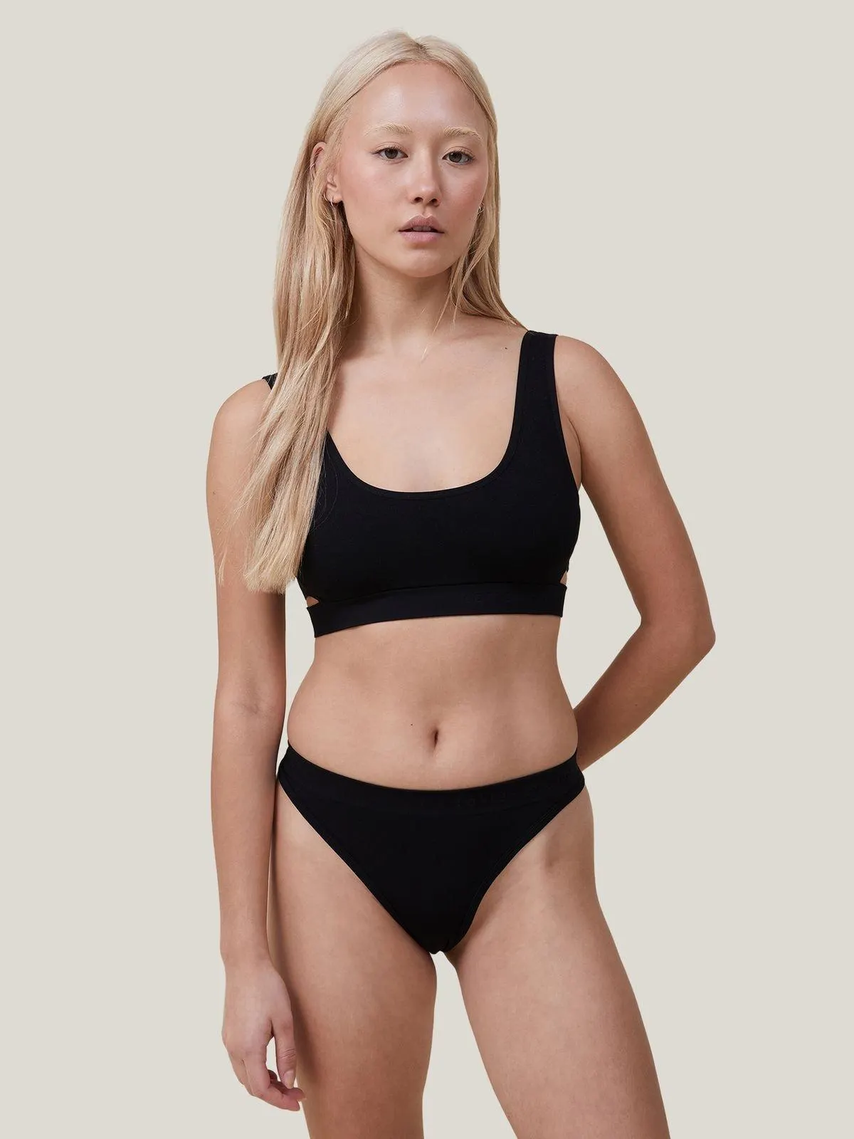 Women's Cotton On Black Seamless High Cut G-String Briefs