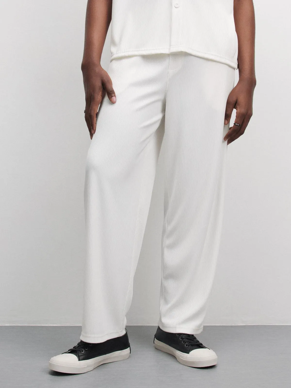 The Men's White Textured Co-Ord Pants
