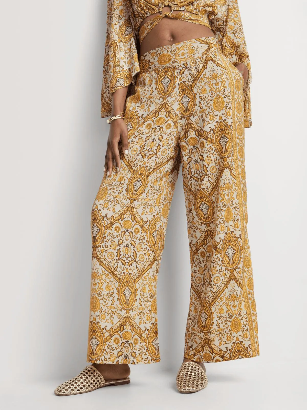 Women's Mandi Yellow Wide Leg Pants