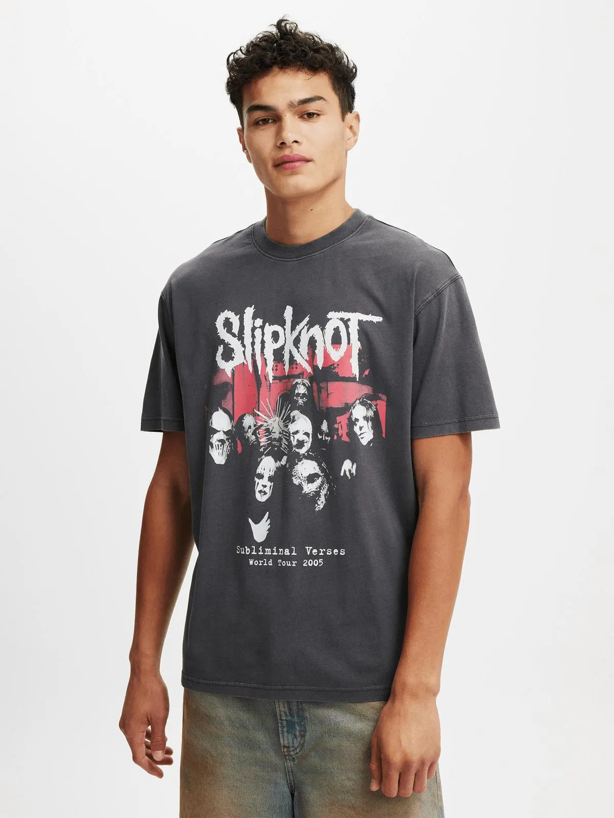 Men's Cotton On Black Premium Loose Fit Music T-Shirt