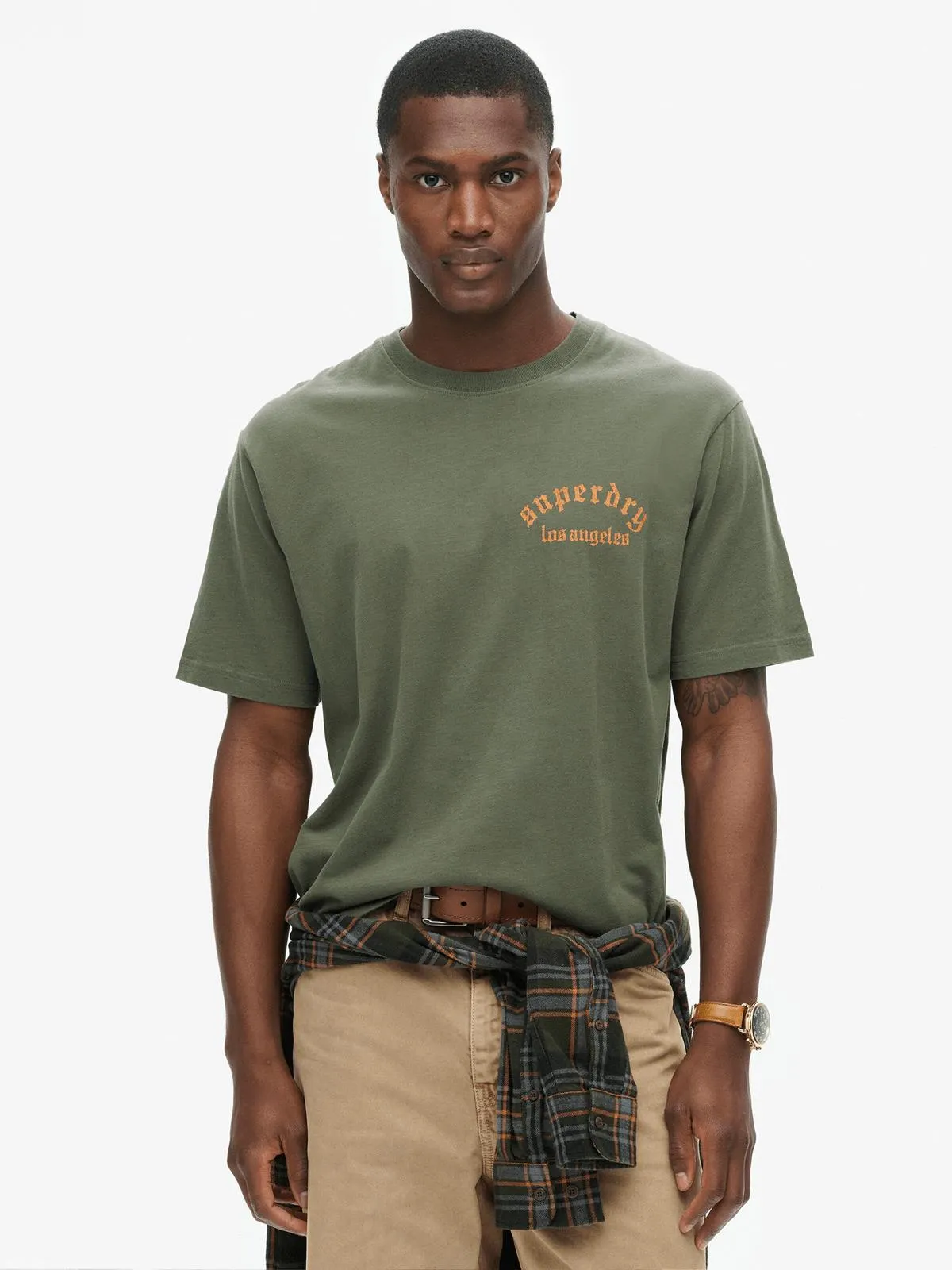 Men's Superdry Green Tattoo Back Graphic Loose T-shirt