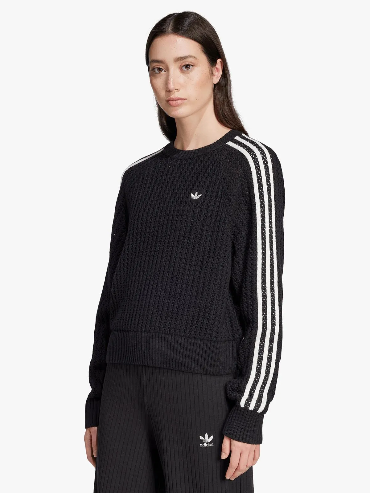adidas Originals Women's Adicolor Black Knitted Sweat Top