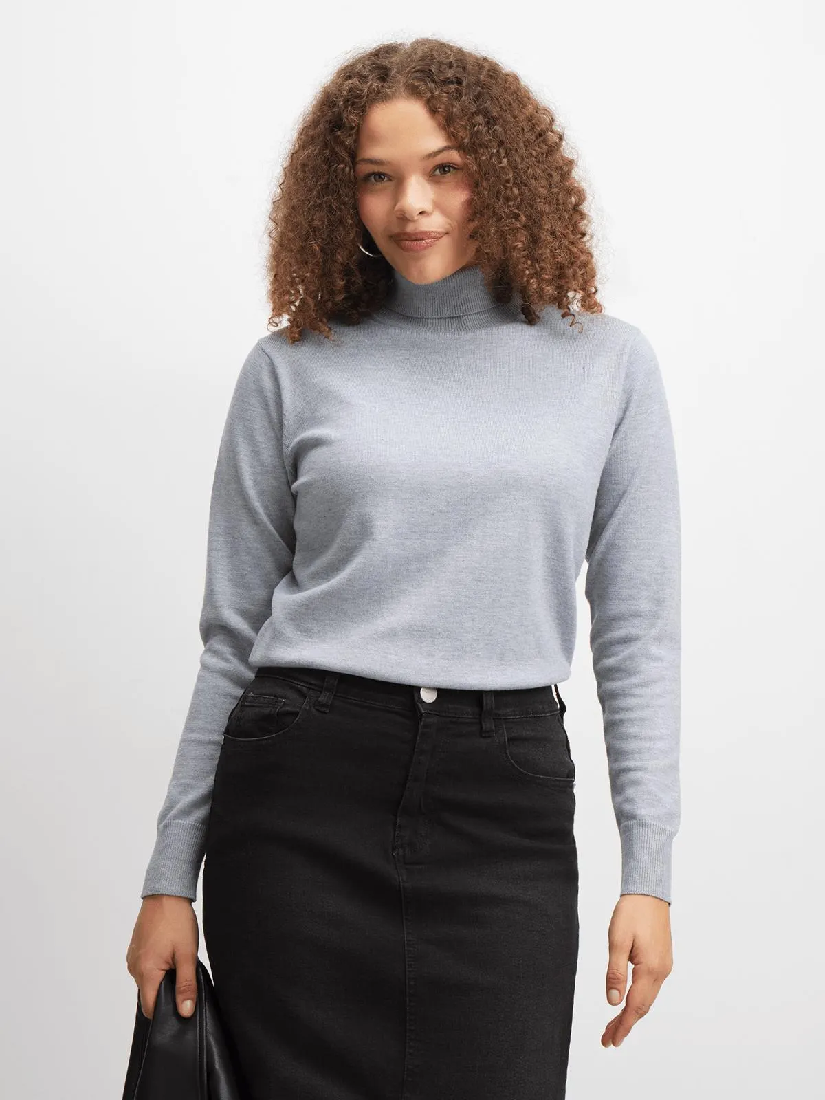 Jet Women's Grey Melange Poloneck