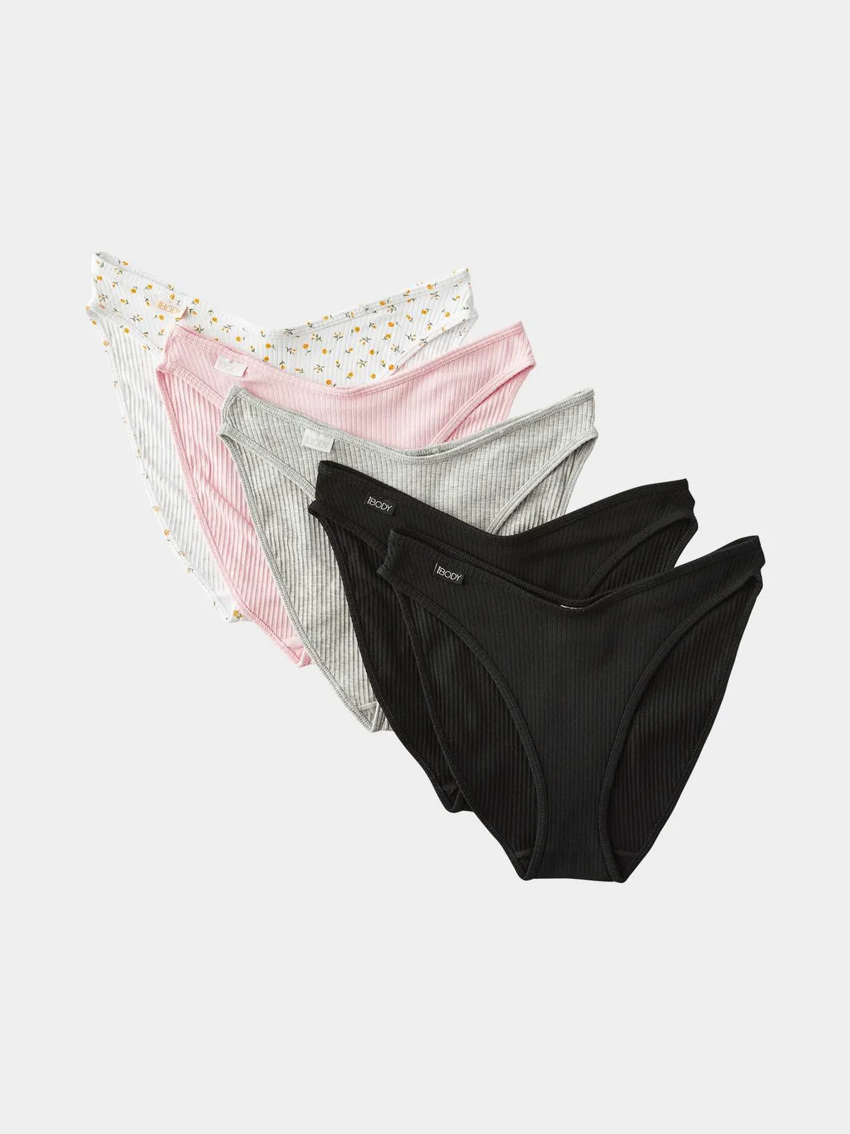 Women's Cotton On Multicolour Organic Cotton Rib Bikini Brief 5 Pack