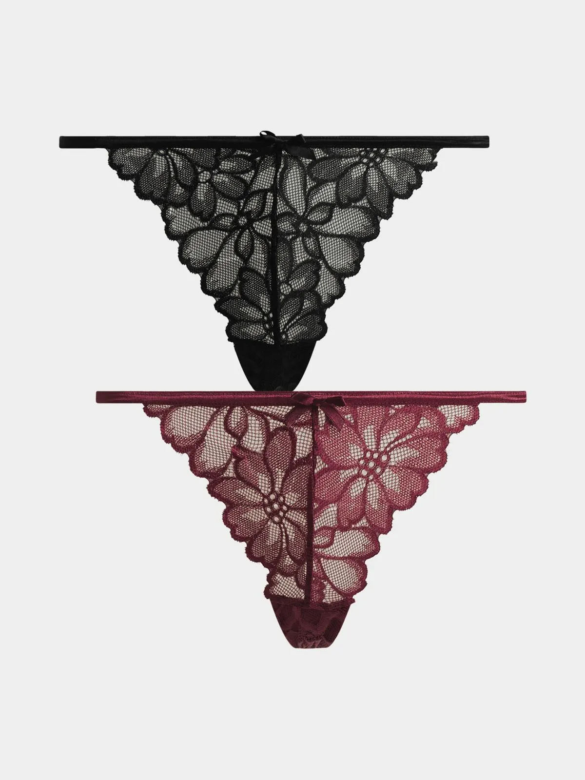 Jet Women's Maroon/Black 2 Pack Lace Tanga