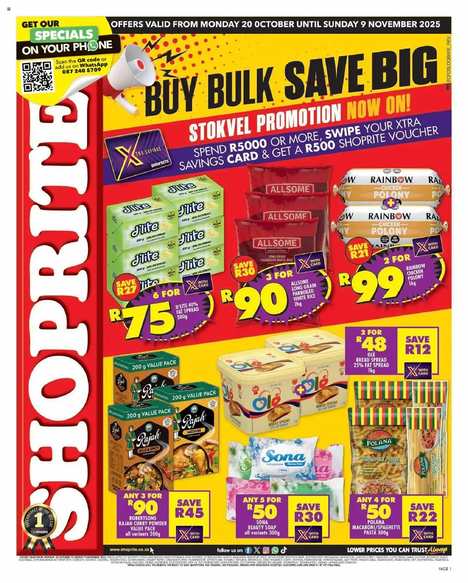Shoprite catalogue from 20 October to 9 November 2025 - Catalogue Page 1