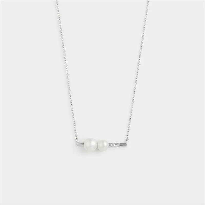 Sterling Silver Freshwater Pearl Bar Pendant