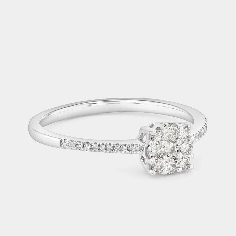 White Gold 0.25ct Diamond Illusion Solitaire Ring