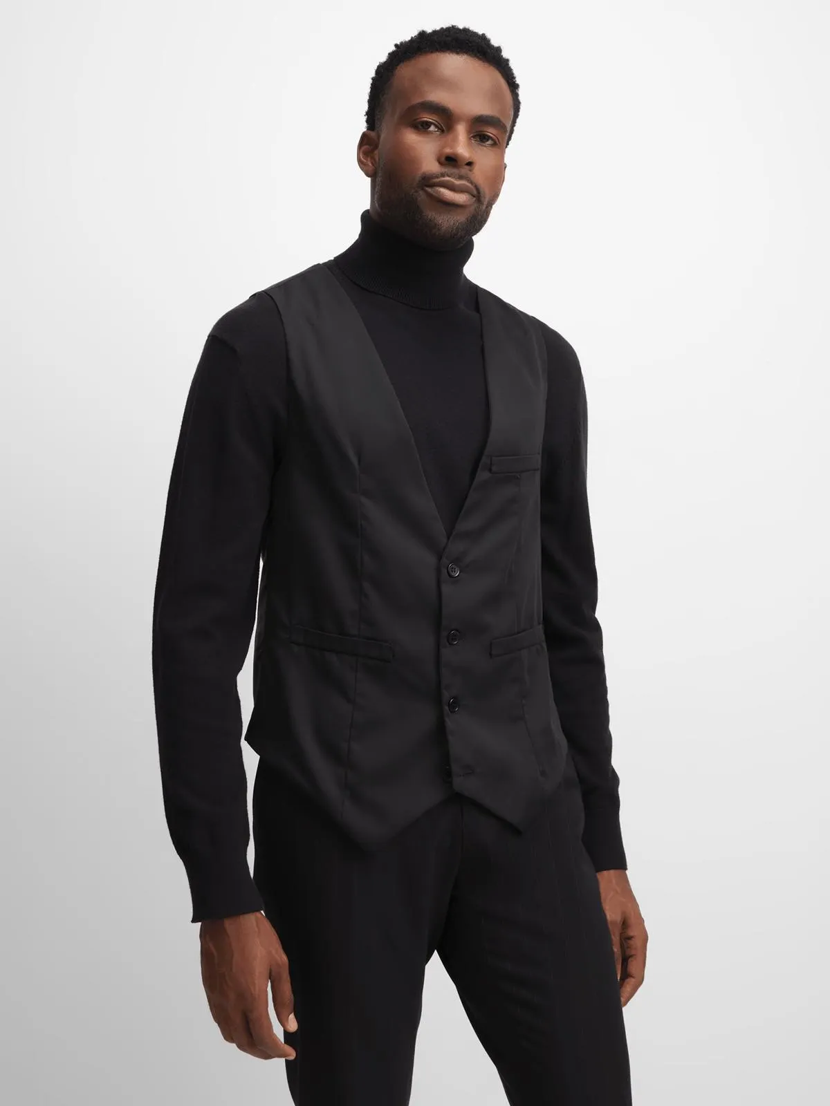 Jet Men's Black Waist Coat