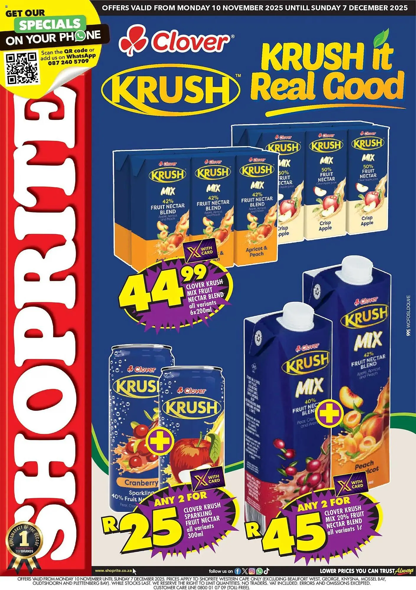 Shoprite catalogue from 10 November to 7 December 2025 - Catalogue Page 1