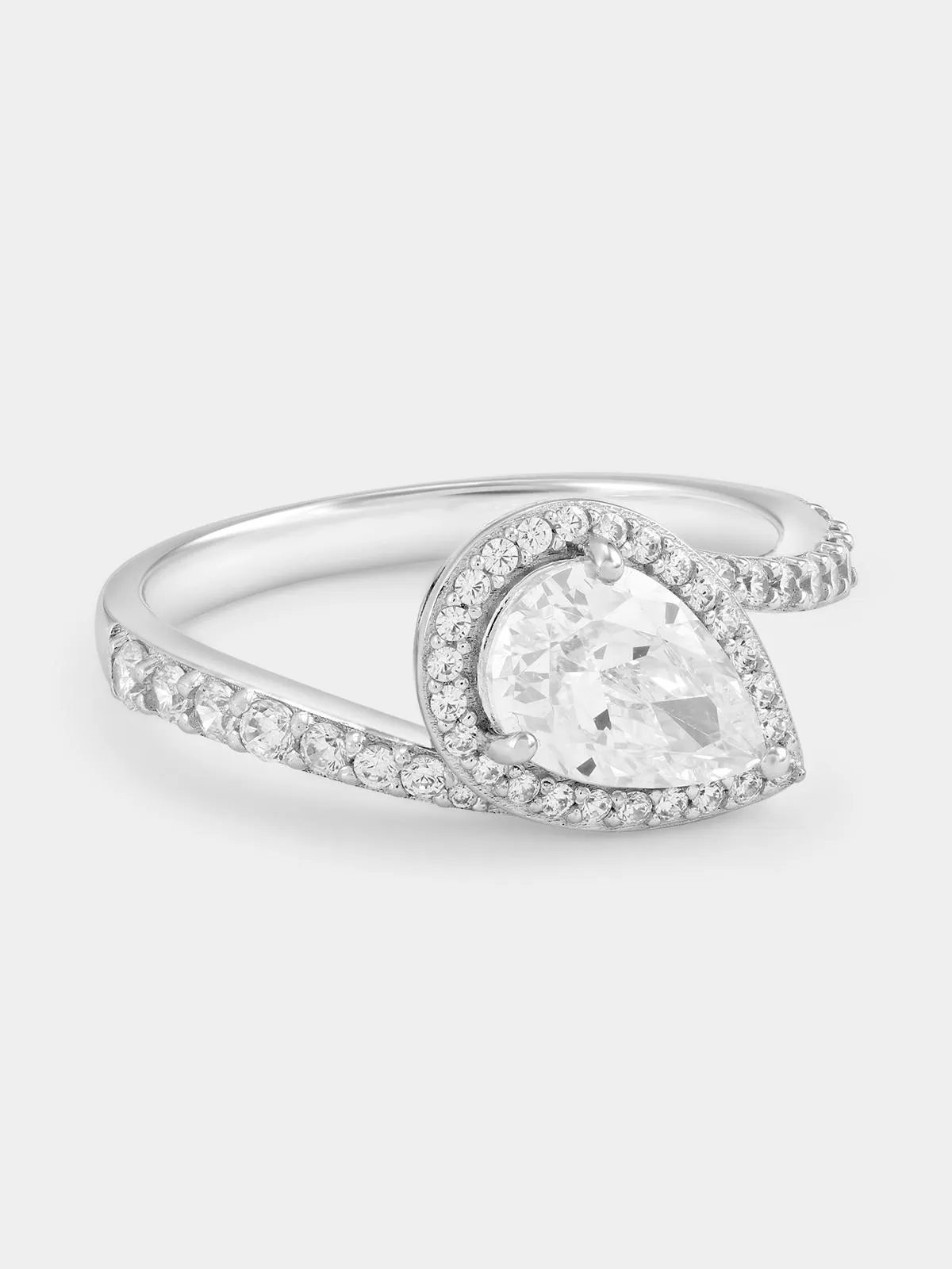 Cheté Sterling Silver Cubic Zirconia Pear Embrace Ring