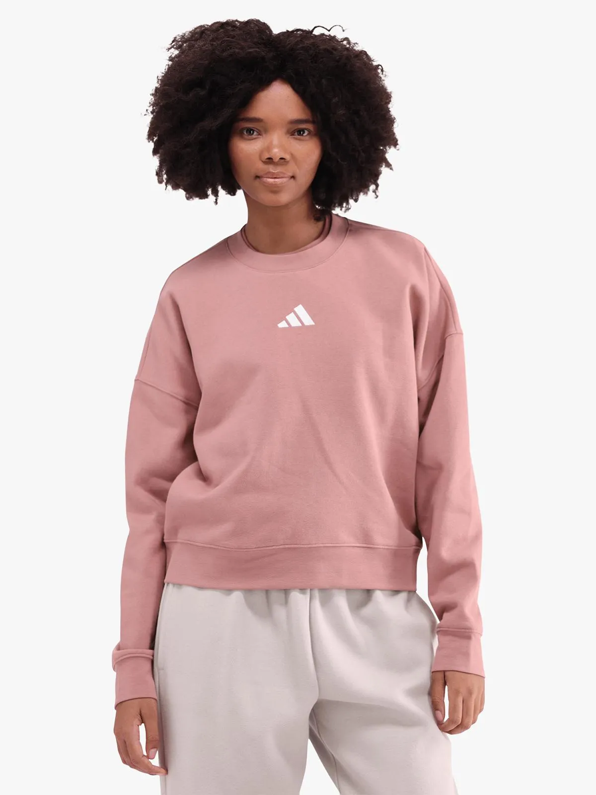 adidas Womens Essential Small Logo Feelcozy Warm Clay Sweatshirt