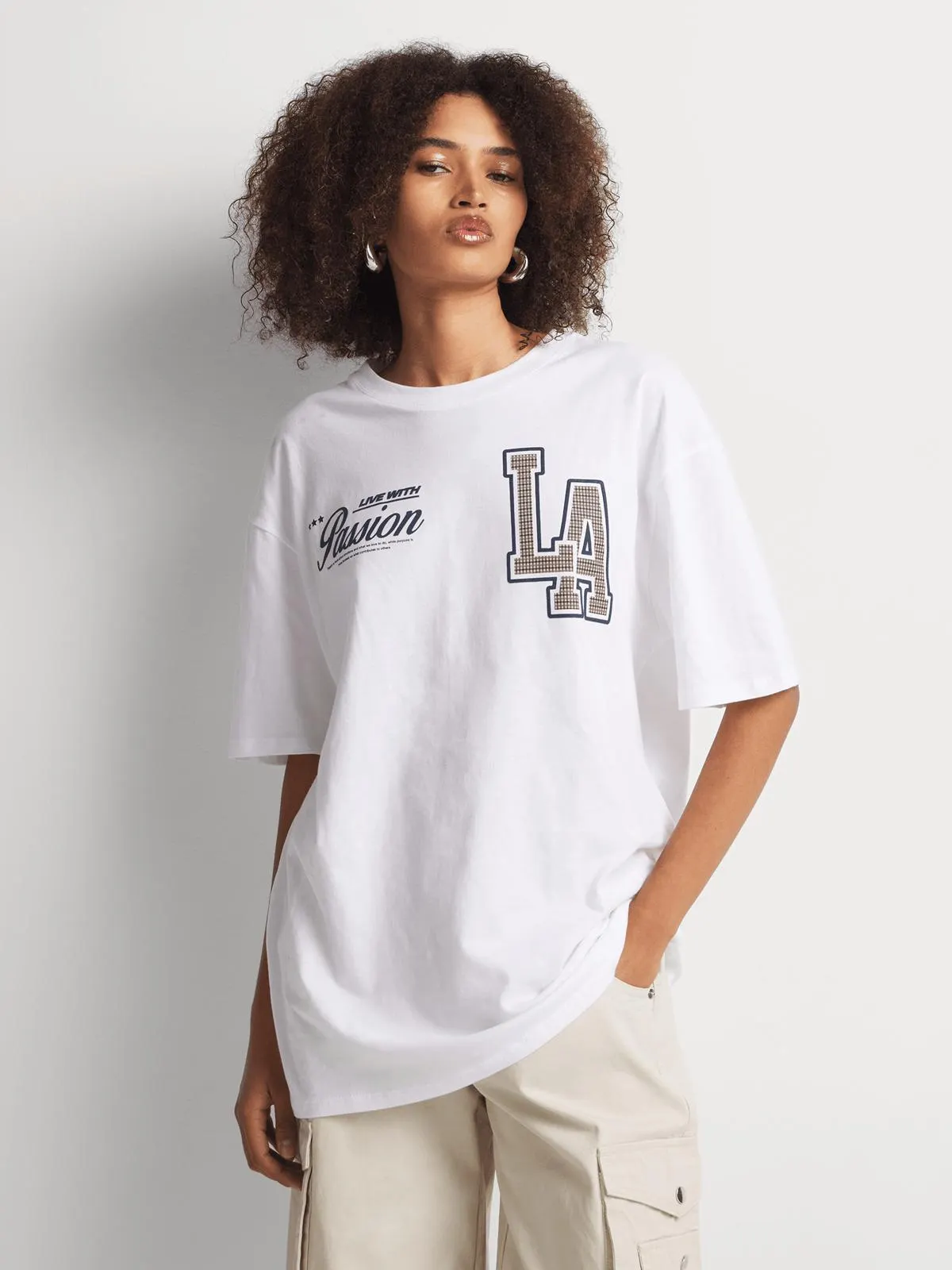Y&G Oversized La Check Print T-Shirt