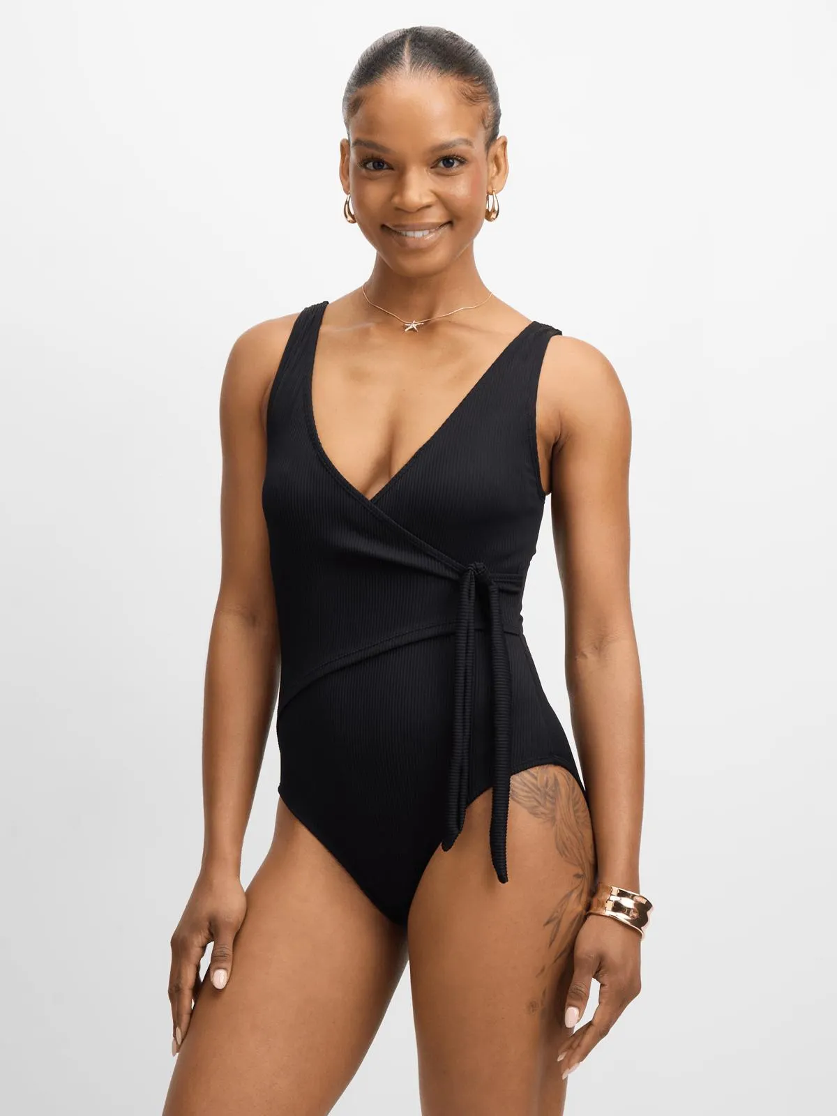 Jet Women's Black Tie Up One Piece Swimsuit