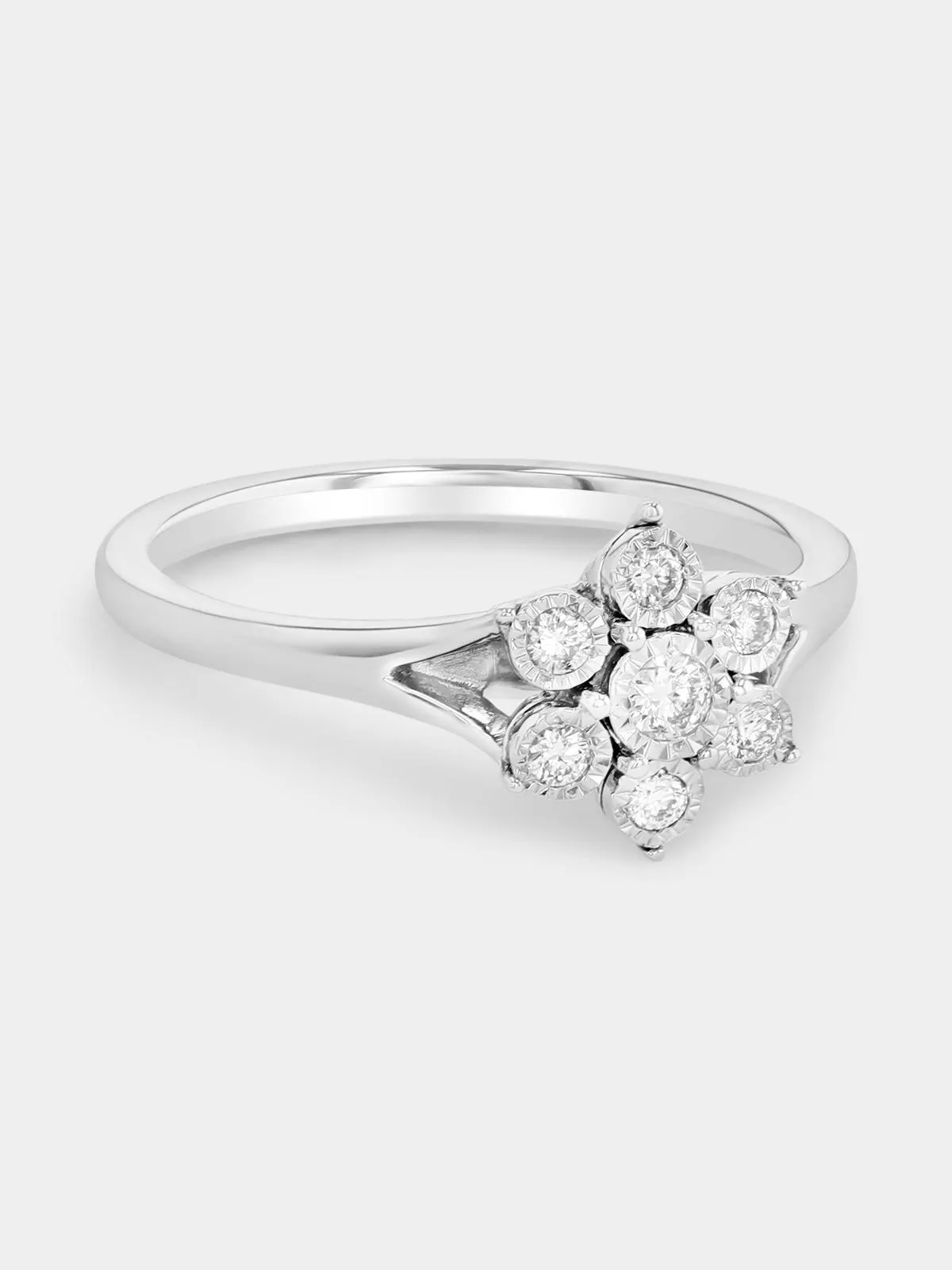 Sterling Silver Lab Grown Diamond Round Halo Lily Ring