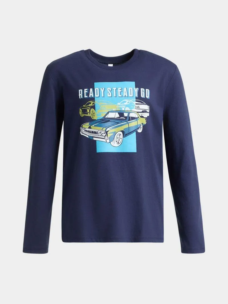 Older Boy's Navy Graphic Print T-Shirt