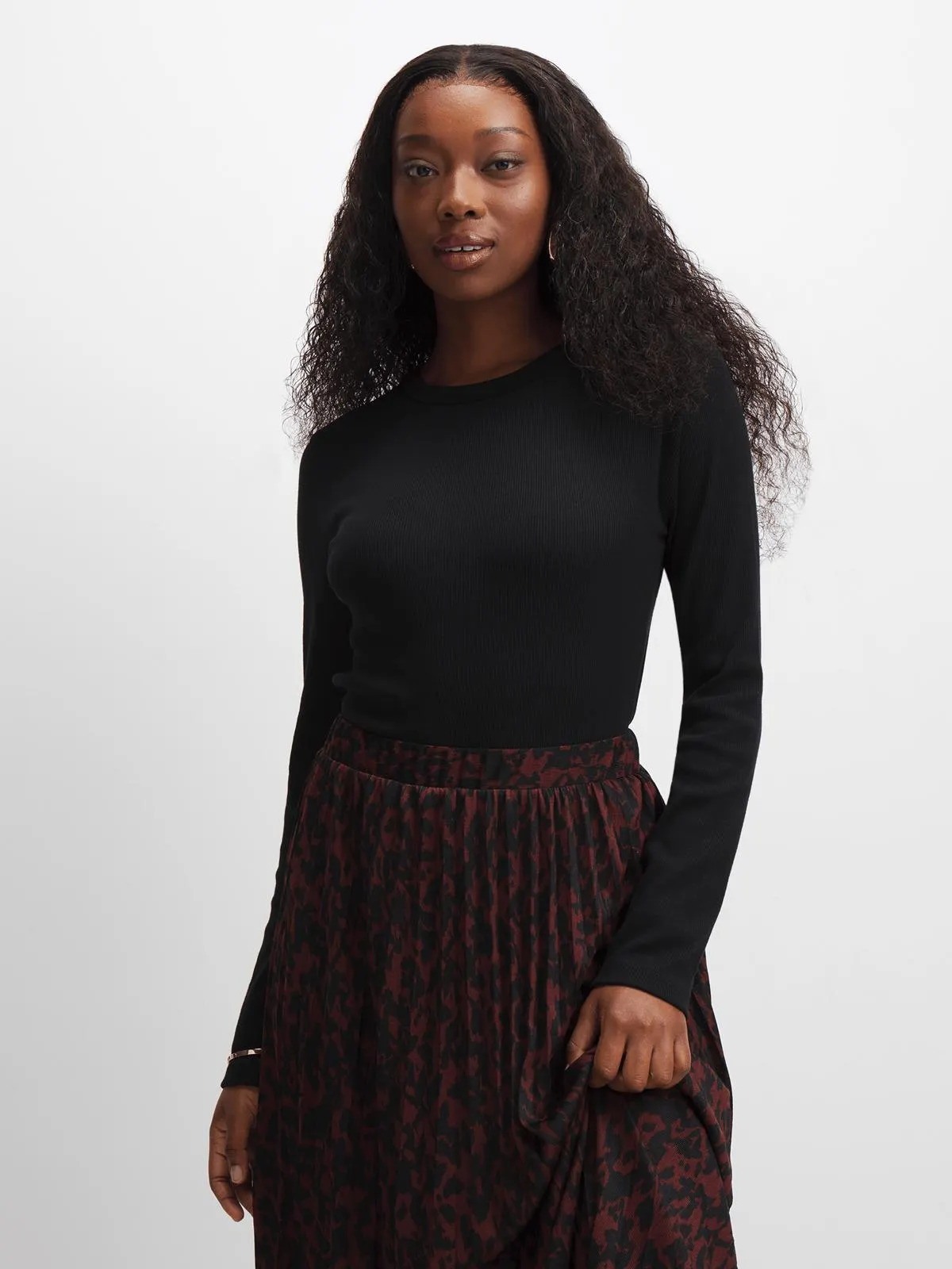 Exact Women's Black Ribbed Top