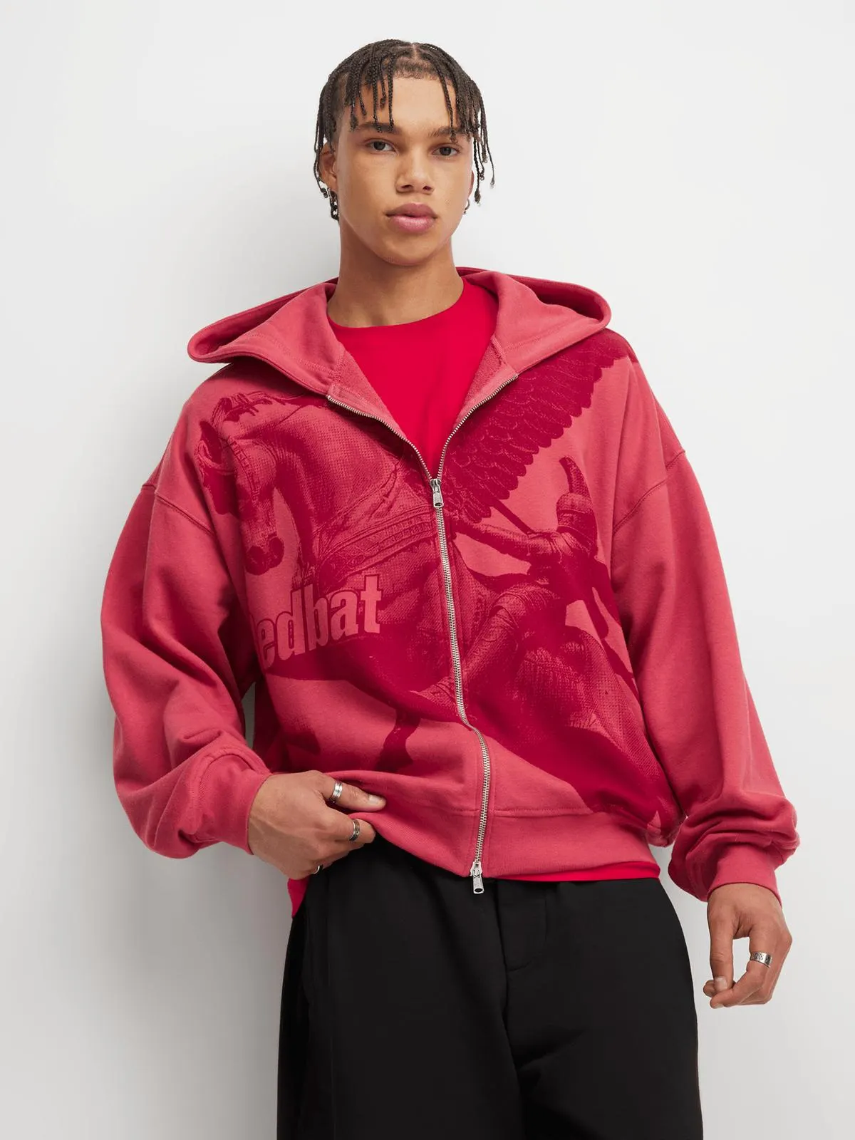 Redbat Men's Pink Graphic Hoodie