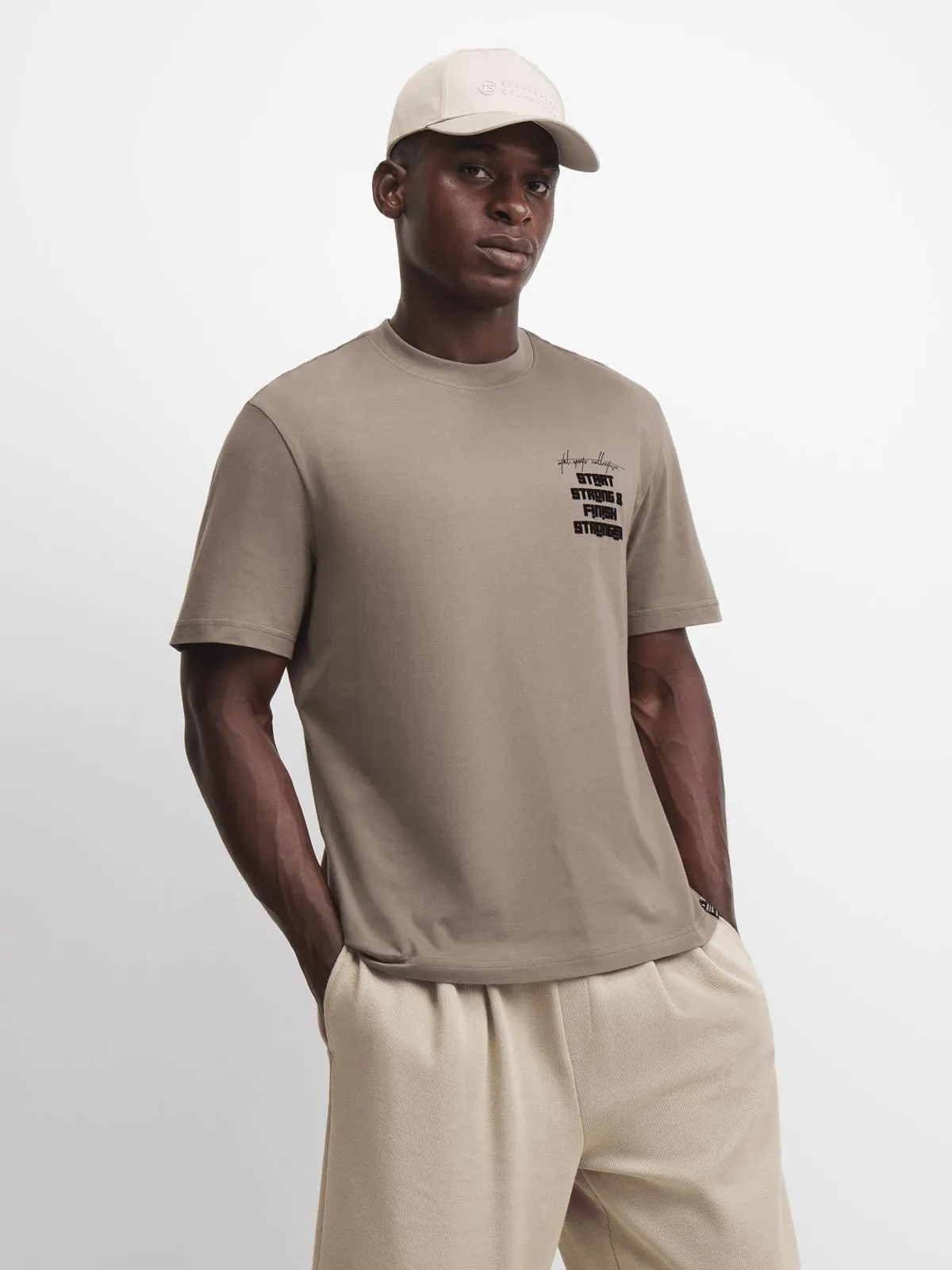 TS Mens Start Strong Taupe Tee