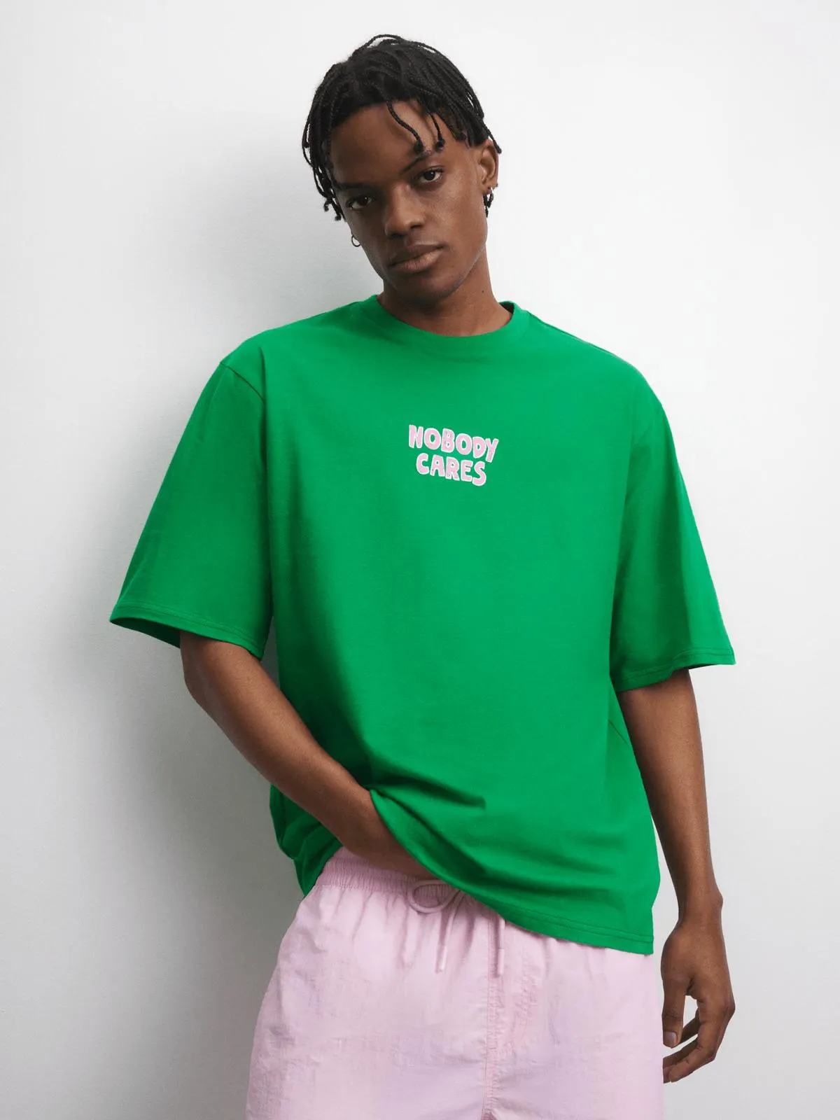 The FIX Men's Green 'Nobody Cares' Graphic T-Shirt