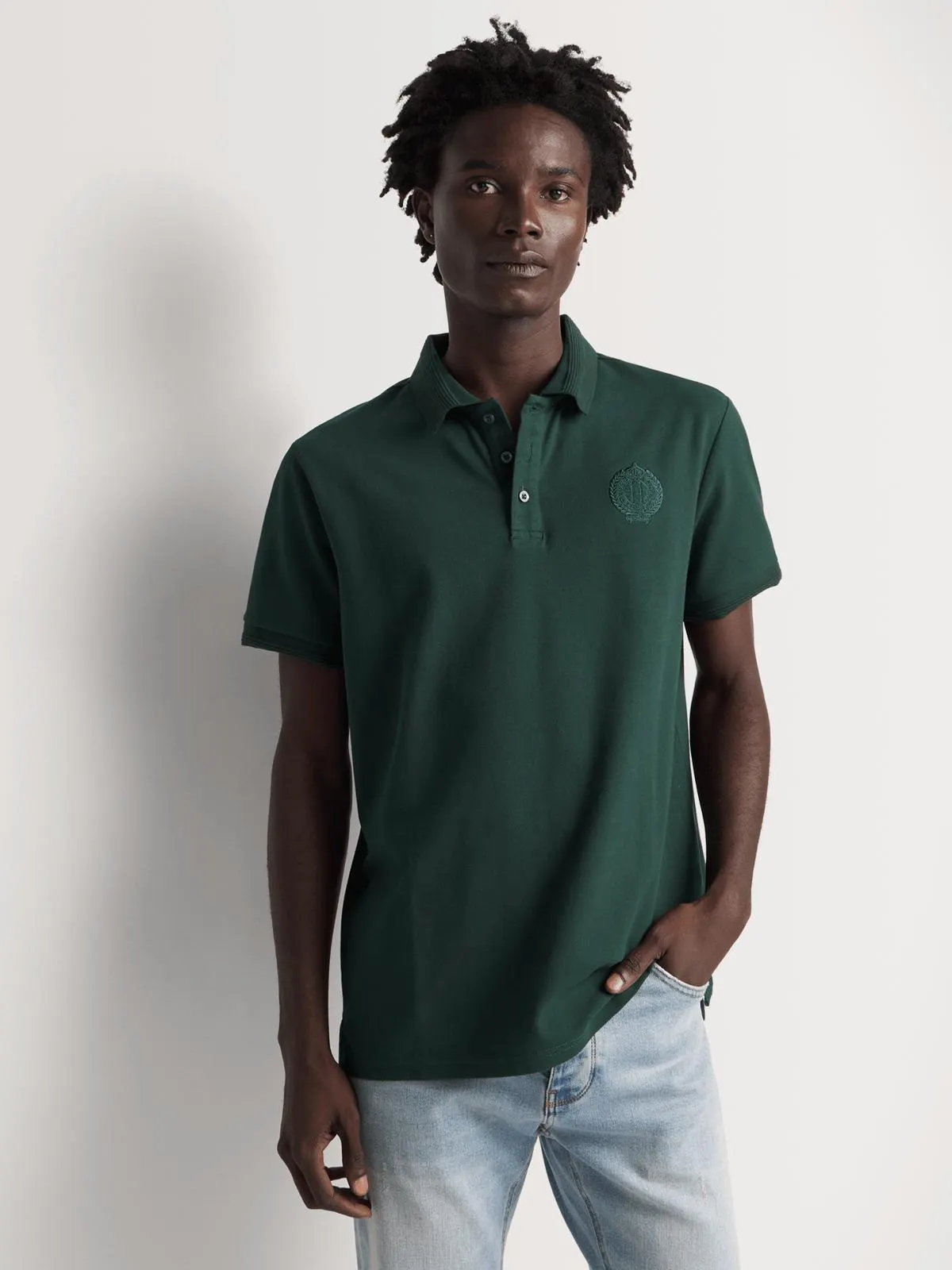 Fabiani Men's Emerald Pique DTM Crest Polo