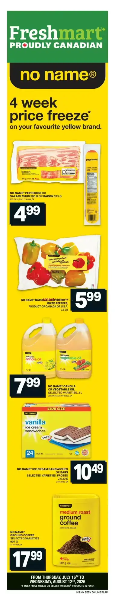 Freshmart - 4 Week Price Freeze on No Name Products