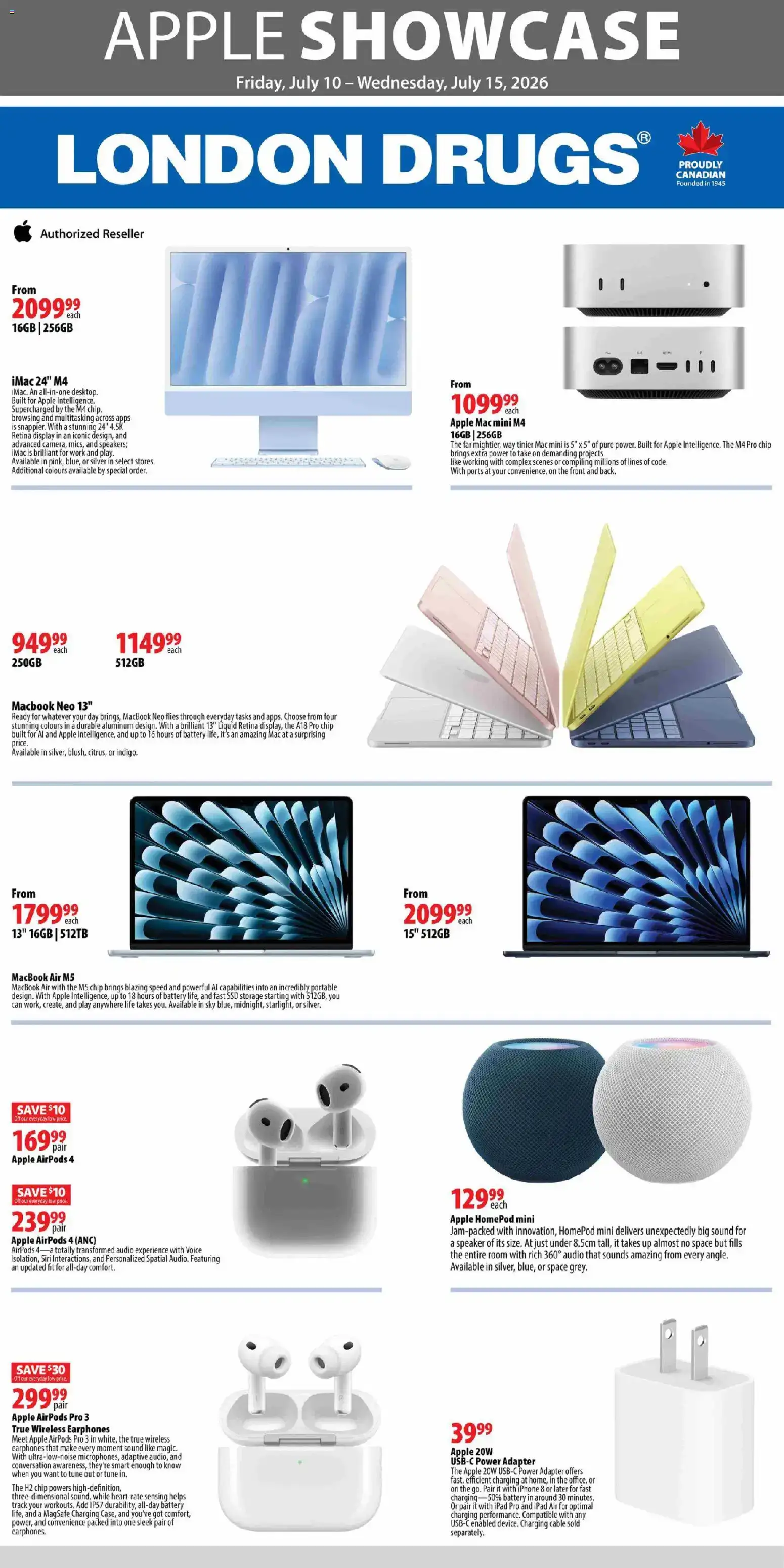 London Drugs - Apple Showcase from Jul 10, 2026 > weekly specials & deals